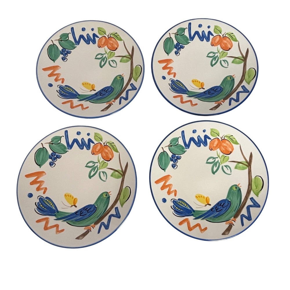 Vintage‎ Mikasa Spring Song Dinner Plates Set of 4 Fashion Plate Blue Bird Japan